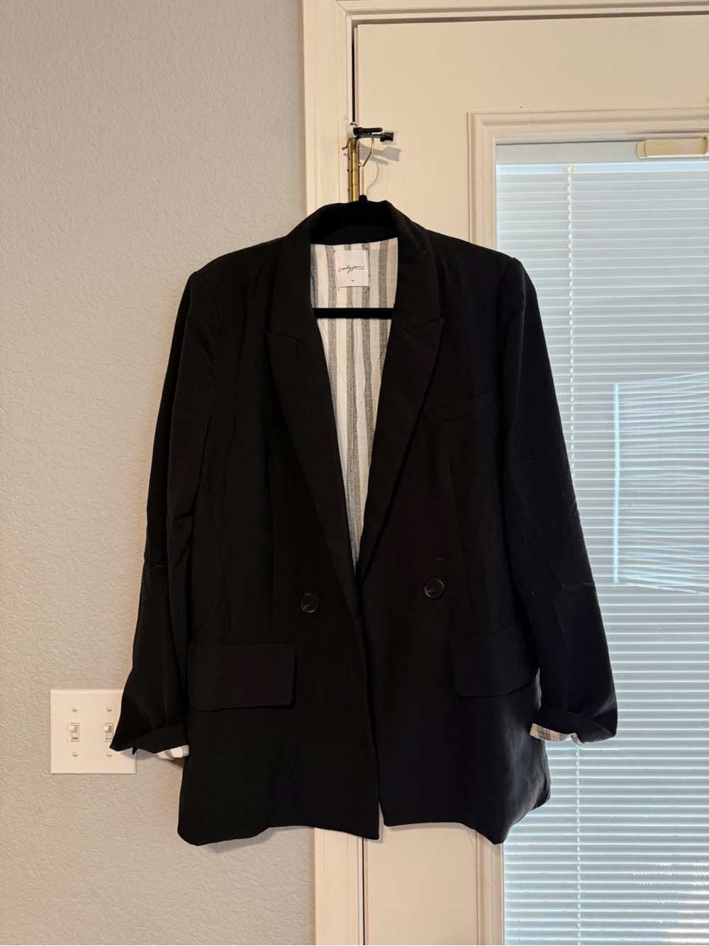 CJLA Carly Jean Devin Black Double Breasted Blazer M NWOT